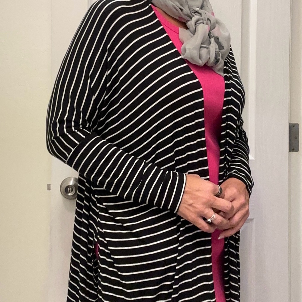 NWT Black and White Striped Cardigan‎